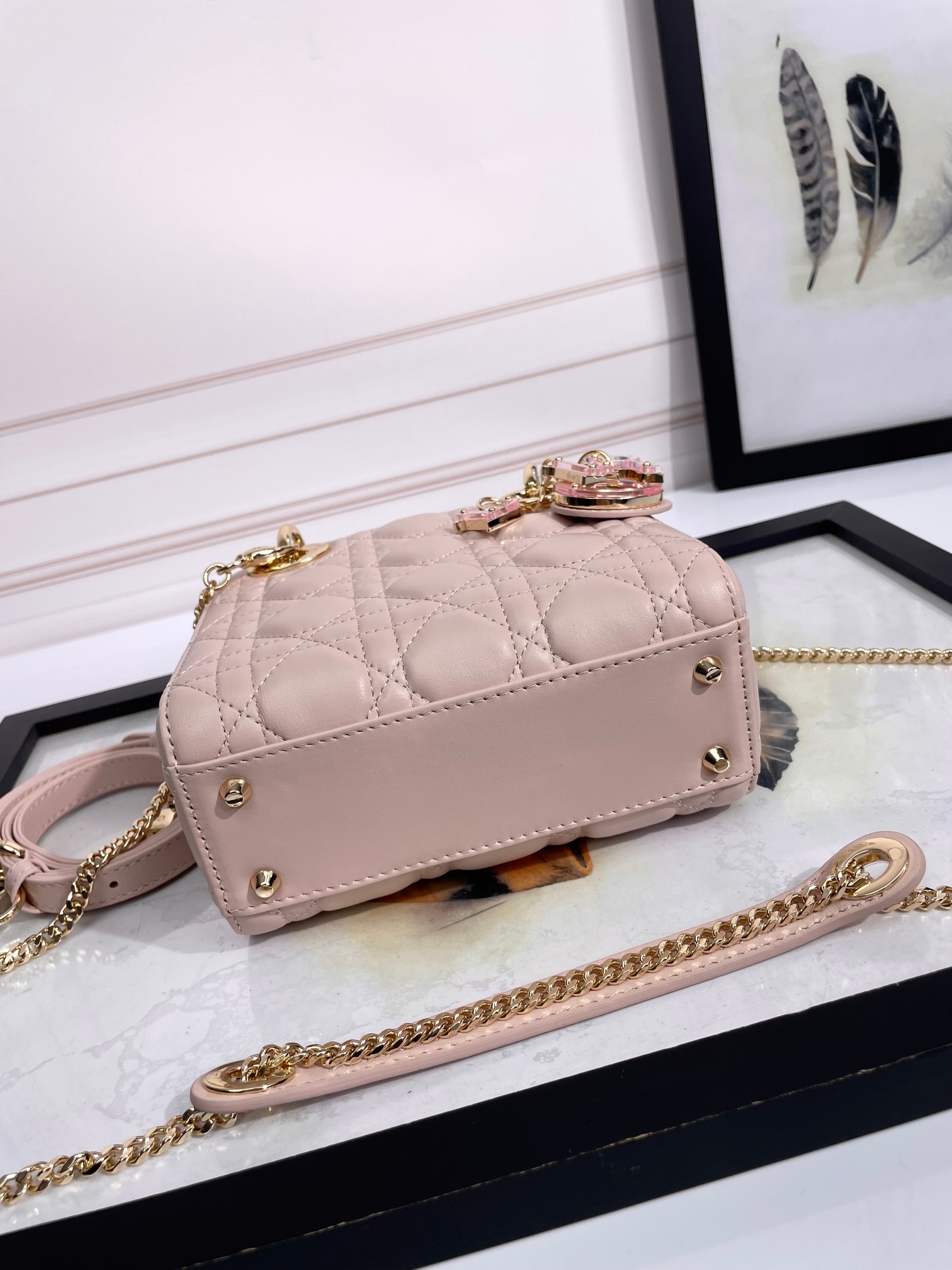 Mini Lady Dior Bag Pale Pink Cannage Lambskin